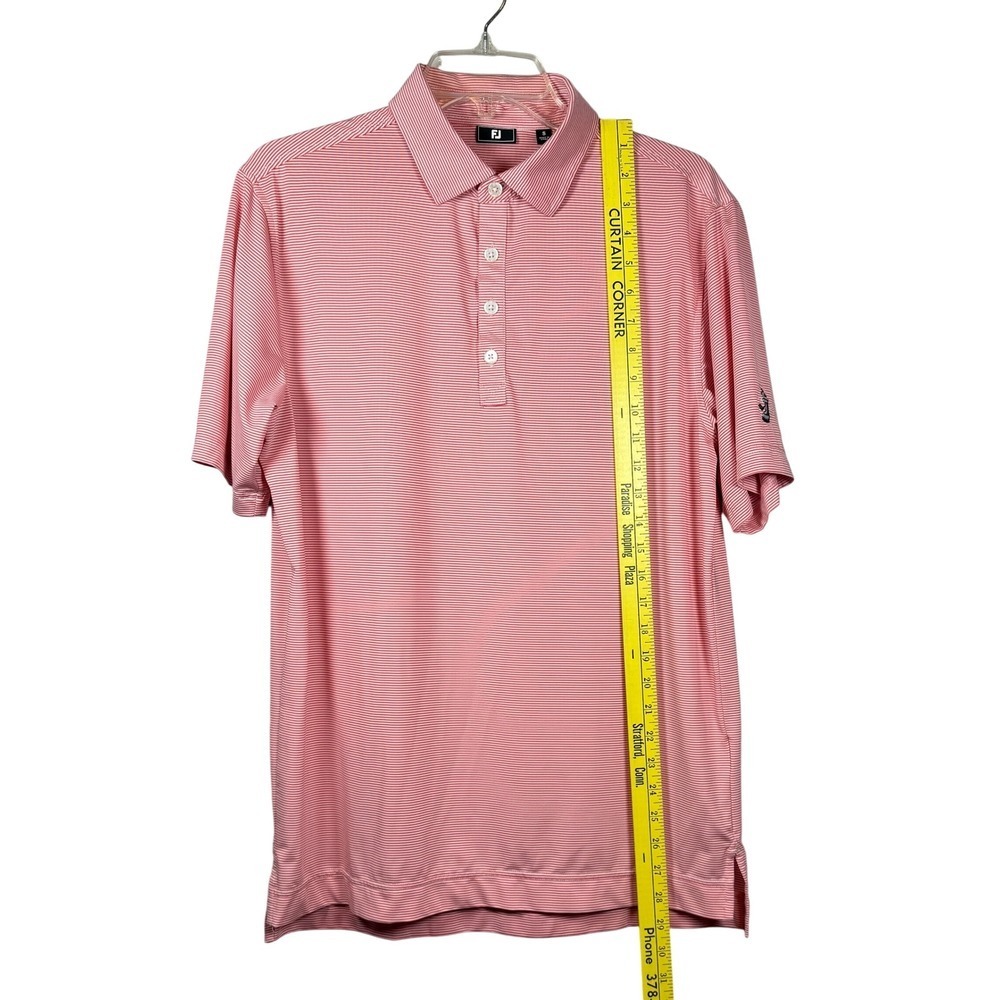 FootJoy Athletic Fit Golf Polo, Red and White Pinstripes, Chess Logo, Size Small - Picture 3 of 8
